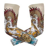 Chinese Dragon and Tiger Arm Sleeve Protectiv for Man Elbow Brace for Arthritis (1 Pair)