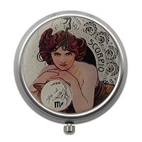 Pill Box with Vintage Zodiac Sign Design | Compact Pill case for Pocket or Purse