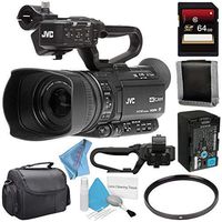JVC GY-HM250 GY-HM250U UHD 4K Streaming Camcorder + 64GB SDXC Card + 62mm UV Filter + Memory Card Wallet + Carrying Case + Deluxe Cleaning Kit + Fibercloth Bundle