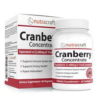 3X Cranberry Extract Supplement for Bladder & Urinary Tract Infection UTI Support - 12,600 mg of Fresh Cranberries, Vitamin C & E and Polyphenols per Capsule - 60 Softgel Capsules