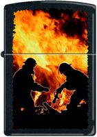2013N ZIPPO 218 Black Matte-Firemen Silhouettes