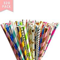 Biodegradable Paper Straws Eco-Friendly Paper Drinking Straws for Party Supplies, Birthday, Wedding, Anniversary, Decorations and Holiday Celebrations (Multi Colors, 320 Pack)