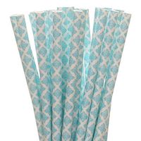 Blue Damask Paper Straws (50)