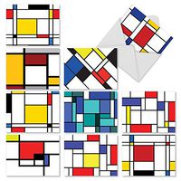 The Best Card Company - 10 Boxed Greeting Cards Blank (4 x 5.12 Inch) - Bulk All Occasion Card Assortment - Cubism M3039