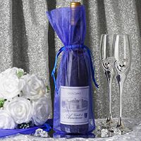 Tableclothsfactory 10PCS Royal Blue Organza Gift Bag Drawstring Pouch Wedding Favors Bridal Shower Treat Jewelry Bags - 6"x15"
