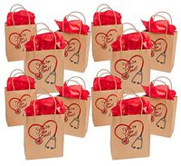 Nurse Kraft Paper Gift Bags, Bulk Pack of 12, You’re The Best Brown and Red Gifts Bag, 4E’s Novelty