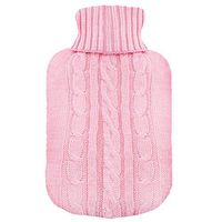 TRIXES Knitted Cover for Hot Water Bottle - Pink Knitted Insulator - Cover only (Hot Water Bottle not Included)