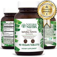 Natural Nutra Papaya Chewable Plant Enzymes for Digestion, Bloating, Gas and Constipation Relief with Papain, Protease, Bromelain, Amylase and Protease, 90 Chewable Vegan Tablets