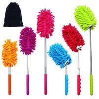 Aneco 6 Pack Microfiber Bendable Extendable Dusters Brush Washable Dusting Brush with Telescoping Pole for Home Office Car, 3 Bendable and 3 Straight