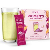 Rootd - Powder Multivitamin for Women - with 25 Vitamins & Minerals | Vitamin A, C, D, E, B12, B6, K, Iron, Probiotics, Electrolytes, Organic Super Greens | Natural Acai | 24 Effervescent Stick Packs