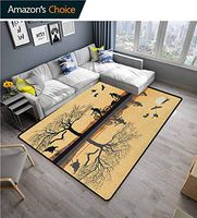 YucouHome Mountain Paisley Area Rug Non Slip, Silhouette of Strokes and a Family with Bicycles Near a Lakeside, Durable Rugs - Living, Dinning, Office, Rooms & Bedrrom, Hallway Carpet(2'x 6')