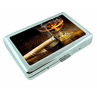Whiskey In A Glass S3 Silver Cigarette Case Metal Wallet Id Holder 4" X 2.75" RFID Protection