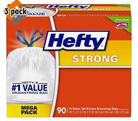 Hefty Strong Tall Kitchen Trash Bags - 13 Gallon, 90 Count 3 Pack