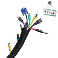 TEKCAM Cable Management Sleeve Flexible Cable Sleeve Wrap Cover Organizer with Zipper & Buckle for TV Audio Computer Home Entertainment (4 Pack)