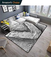 Letter V Humorous Area Rug Kitchen, Cracked Rusty Featured Vintage V Letter with Grunge Effects Original Alphabet Design, Durable Carpet Area rug - Living Dinning Room Bedroom Rugs and Carpets Grey