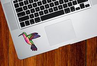 Green Rainbow Hummingbird Stained Glass Style Vinyl Decal for Laptop | Macbook | Trackpad | Tablet - Copyright 2016 YYDC (SIZE AND COLOR CHOICES) (SMALL 3.5"w x 3"h) (Green Rainbow)