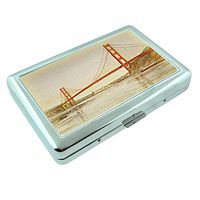 Retro San Francisco Golden Gate Bridge California S3 Metal Silver Cigarette Case Wallet Id Holder 4" X 2.75"