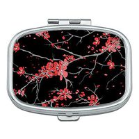 Cherry Blossoms Custom Rectangle Silver Pill Box Pocket Medicine Tablet Holder Organizer Pill Decorator Case Purse