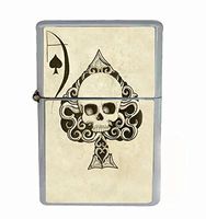 Helo Ace of Spades Skull Flip Top Oil Cigarette Lighter