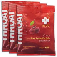 Redd Remedies - Throat Drops, Herbal Cough Suppressant to Soothe and Support Healthy Breathing, 16 Servings (3 Pack), Cherry
