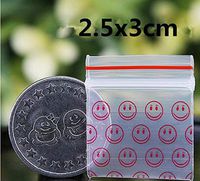 Red Smiley Zipplock Bags 2.5x3.0cm/.98x1.18in - 100