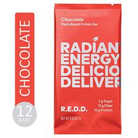REDD Vegan Protein Bar - Chocolate - 12 Bars - Healthy Snack with 10g Plant-Based Protein, Low Sugar, Gluten-Free, Dairy-Free, High Fiber, Probiotics