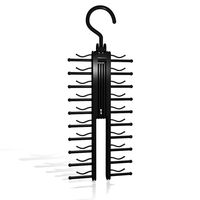 HuntGold Black Tie Rack Belt Rack Hanger 20 Clips Non Slip Necktie Closet Organizer Cross Design Durable ABS Pack of 1 for Ties