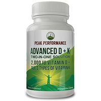 Advanced Vitamin D 2000 IU with All 3 Types of Vitamin K by Peak Performance. Vitamin D3 and Vitamin K2, K1, MK-7 (MK7), MK4 Supplements. 60 Small and Easy to Swallow Vegetable Pills (2000 IU)