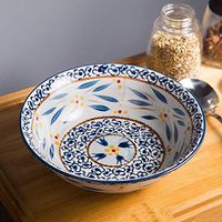 ZSQAI Retro Hand-painted Ceramic Ramen Soup Bowl Household Salad Tableware