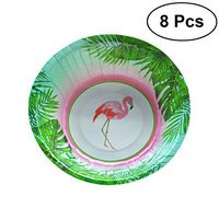 LUOEM Flamingo Disposable Dinnerware Set Paper Bowls Dinnerware Flamingo Tableware Party Supplies ,Pack of 8