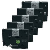 QPMY 5 Pack Compatible for Brother P-Touch Laminated Tze Tz Label Tape Cartridge 9mm x 8m (TZe-125 White on Clear)