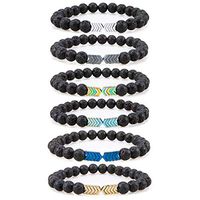 Bivei Essential Oil Diffuser Bracelet, Lava Rock Stone Bead Hametite Therapy Arrow Bracelet-Pack of 6