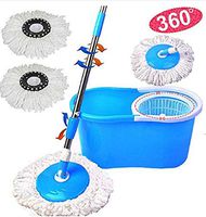 Dongtu 360° Microfiber Spin Mop with Bucket & Dual Mop Heads(US Stock) (Blue)