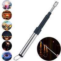 Navpeak Candle Arc Lighters Long Flexible Neck 70cm Rechargeable Telescopic Electric Flameless Lighter for Kitchen Fireplace Pilot Light BBQ Stove (Silver)