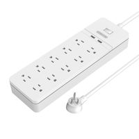 NTONPOWER 10-Outlet Power Strip with 2 USB Ports Overload Switch Multi Plug Surge Protector with 5ft Heavy-Duty Extension Cord Right Angle Plug for TV Home Theater Computer Projector Microwave - White