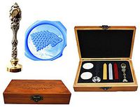 MNYR Direwolf Wolf Luxury Wood Box Silver Metal Peacock Wedding Invitations Gift Cards Paper Stationary Envelope Seals Custom Logo Wax Seal Sealing Stamp Wax Sticks Melting Spoon Wood Gift Box Kit