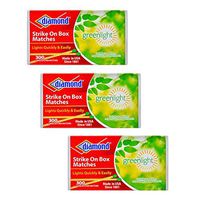 Diamond Strike on Box Greenlight Matches, 300 Count (Pack of 3)