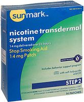 Sunmark Nicotine Transdermal System Step 2 Stop Smoking Aid, 14 mg, 14 patches