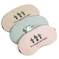 Cute Eye Sleep Mask with Gel Pad,Blindfold Airplane Breathable Mask Best Cover for Nap Or Travel for Men Women Kids,3 Pcs (Cactus)