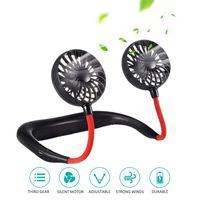 Hands-Free Mini Fan, TECHSHARE Portable USB Battery Rechargeable Wearable Neckband Fan Necklance Fan