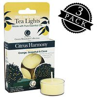 Way Out Wax Aromatherapy Scented Candles, Citrus Harmony Fragrance, (12 Tea Lights, 3 Packs of 4 Each); Hand Poured Soy Candles Scented w/Pure Essential Oils, All-Natural