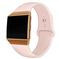 NAHAI Compatible Fitbit Ionic Bands, Soft Silicone Replacement Strap Accessory Breathable Wristbands for Fitbit Ionic Smart Watch,Small, Pink Sand with Rose Gold Button