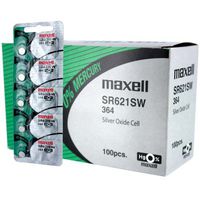 100 pcs Maxell SR621SW SR60 SG1 364 Silver Oxide Watch Battery