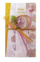 Frontia Shugi Bukuro Japanese Traditional Money Gift Envelope Wedding Washi Mizuhiki Handmade (Rose/Glitter)