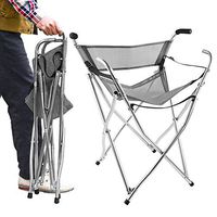 Freshore Walking Stick Chair Seat - Folding Camping Cane Portable Stool Heavy Duty Aids for Seniors (L Size Grey)