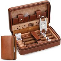 Time C club 4-Finger Portable Travel Leather Cigar Case, Cigar Cutter,Cigar Humidor with Cigar Cutter and Humidifier, Groomsmen Gift, Birthday Gift, Fathers Day Gift, Anniversary Gift