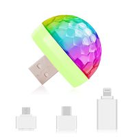 USB Mini Disco Lights, Party Lights Magic Disco Ball Light, Sound Activated Colorful Strobe LED Lights with 3 Plugs for KTV Club DJ Stage Atmosphere Christmas Family Party Interior Car Lights (Green)