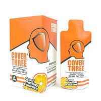 Cover Three Nootropic Brain Supplement - Help Increase Focus, Memory, Clarity - Trans Resveratrol, Omega 3's, Uridine, Curcumin, Vitamin C, Alpha GPC - Orange Flavor (6 Pack)