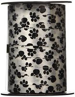 Black and White Paw Print Curling Ribbon