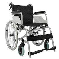 HSRG Manual Folding Medical Transport Wheelchair with Handbrakes, Lightweight Aluminum Handicap Manual Wheelchair Transfer Seat